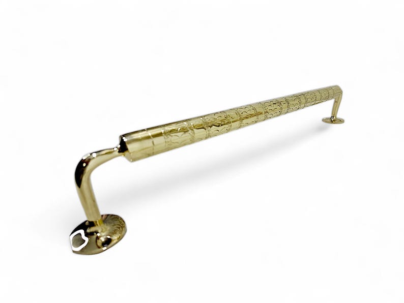 Unlacquered Engraved Brass Towel Bar for Bathroom