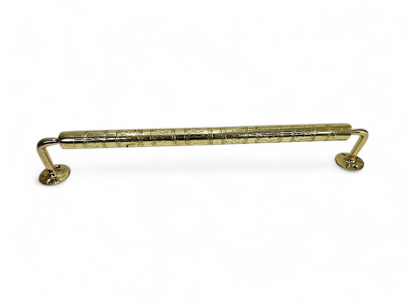Unlacquered Engraved Brass Towel Bar for Bathroom