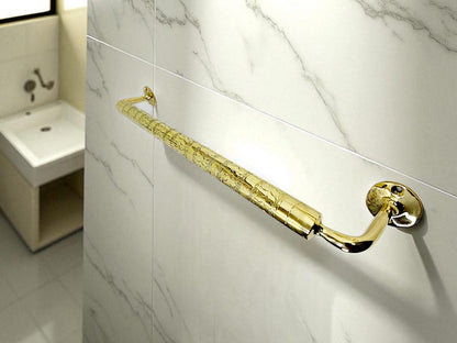 Unlacquered Engraved Brass Towel Bar for Bathroom