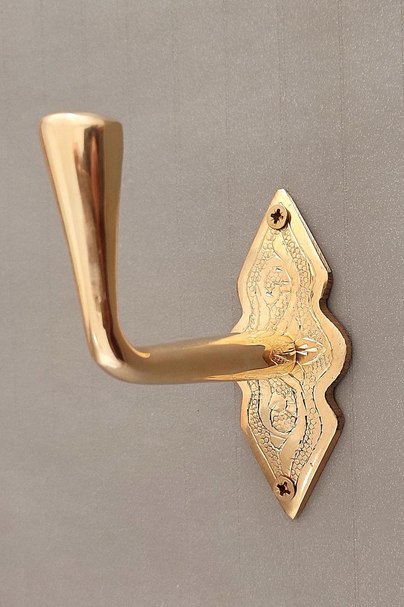Engraved Moroccan Brass Wall Hook