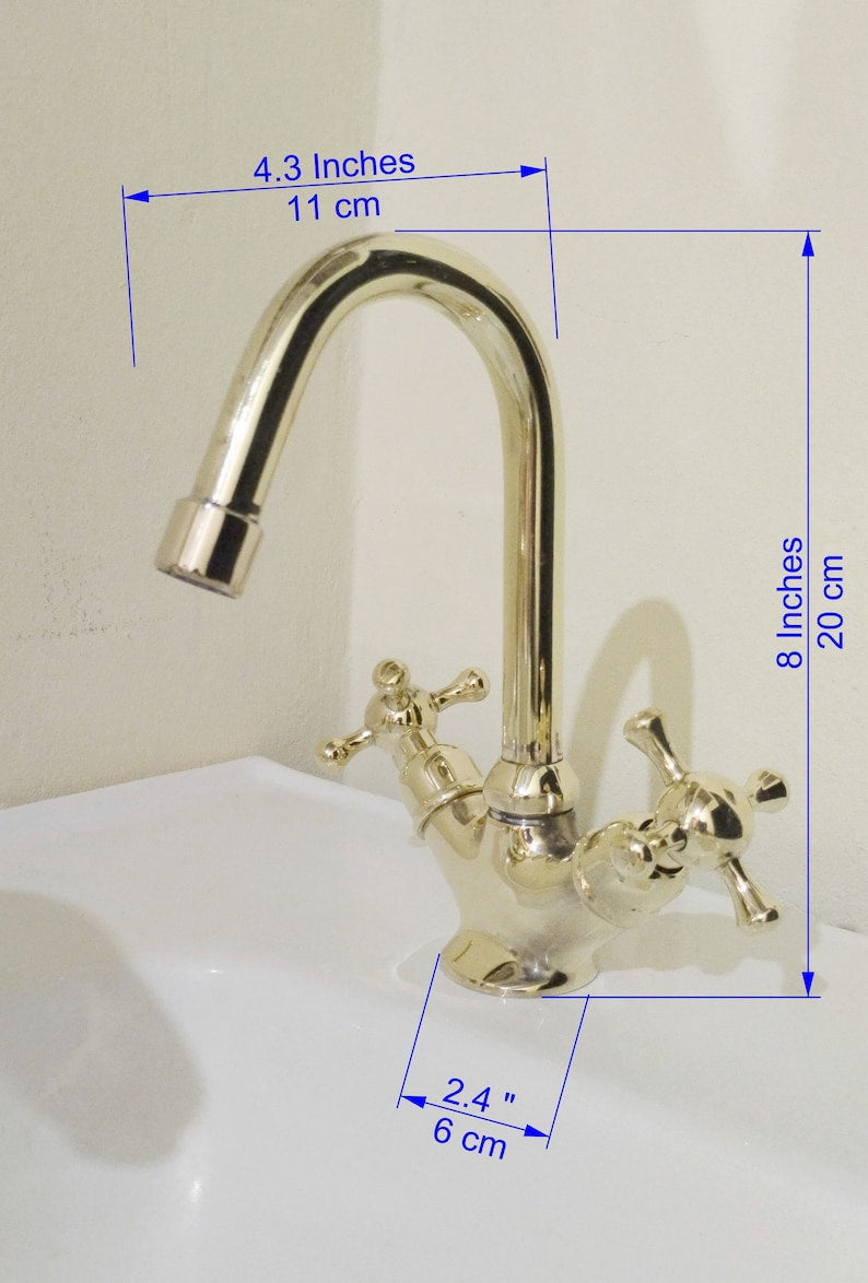 Vintage Brass Deck Mount Bathroom Faucet
