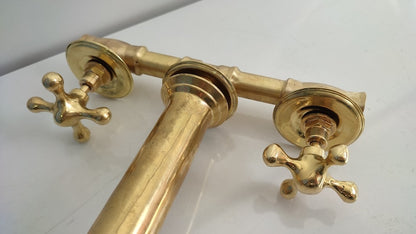 Wall-Mount Unlacquered Brass Bridge Faucet
