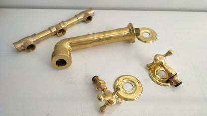 Wall-Mount Unlacquered Brass Bridge Faucet