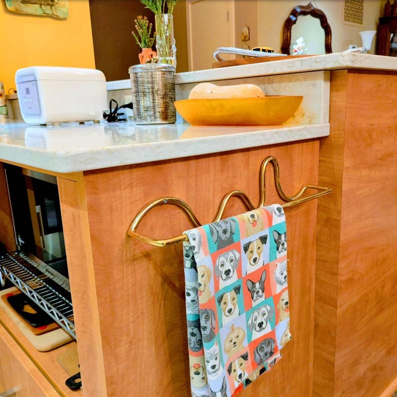 Handmade Unlacquered Brass Towel Holder