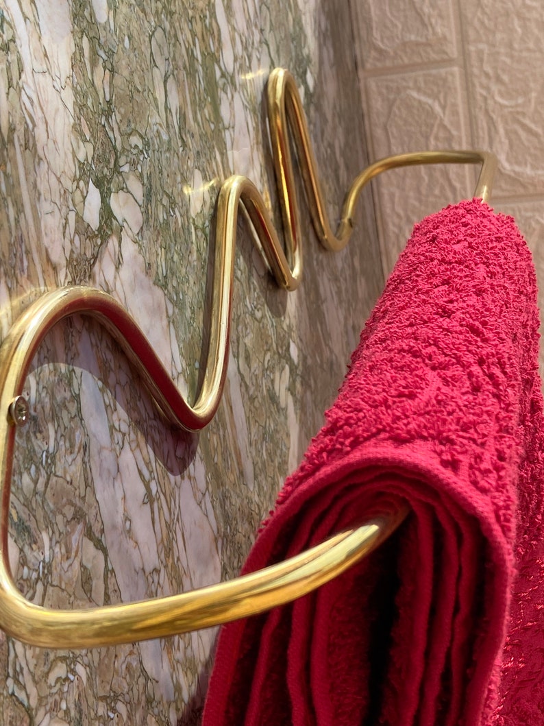 Handmade Unlacquered Brass Towel Holder