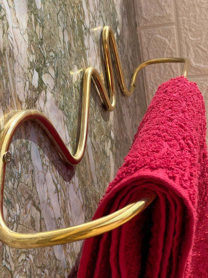 Handmade Unlacquered Brass Towel Holder