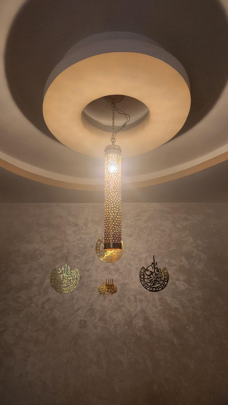 Handmade Moroccan Brass Ceiling Light  Boho Hanging Lantern