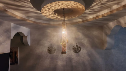 Handmade Moroccan Brass Ceiling Light  Boho Hanging Lantern