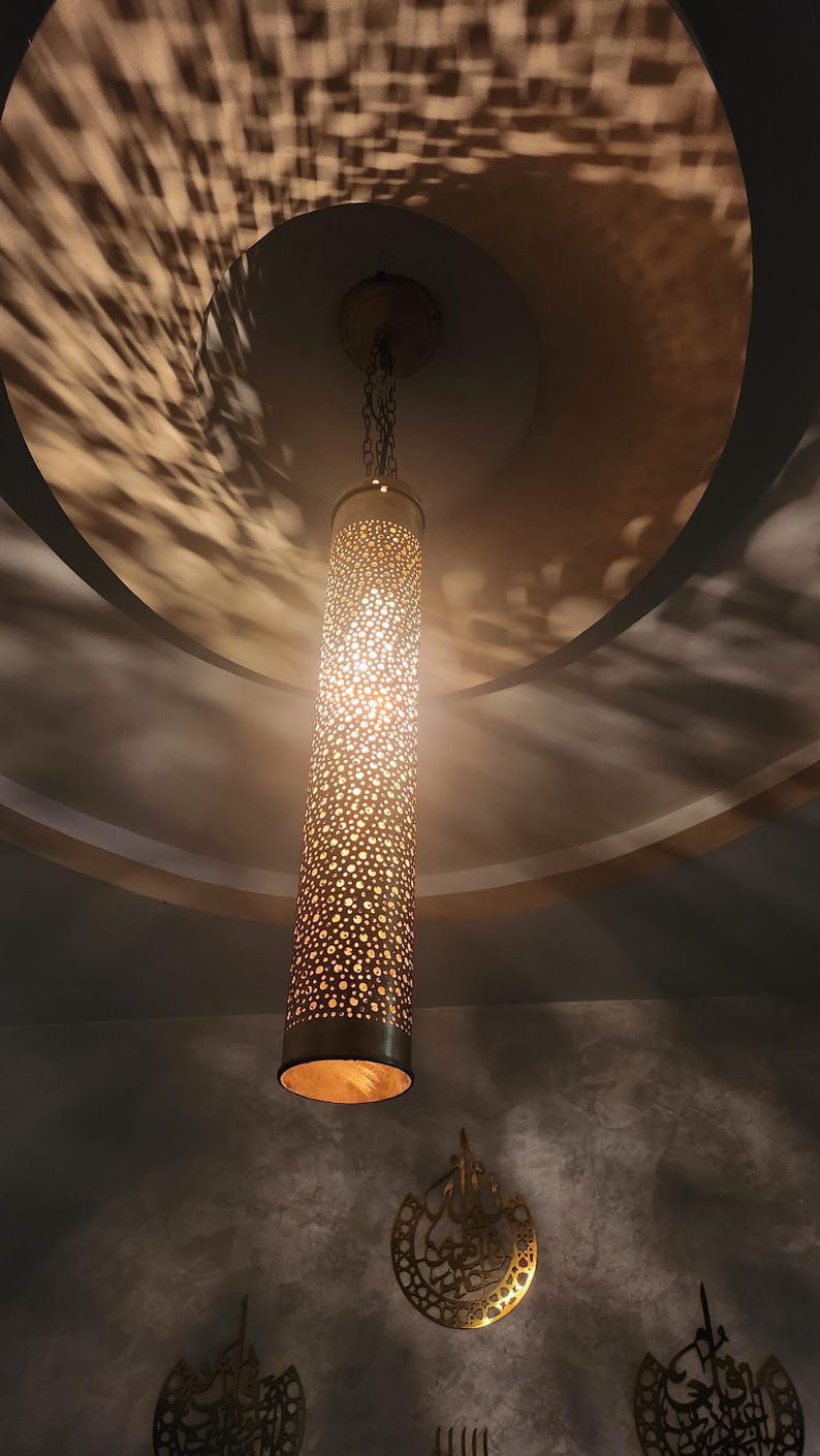 Handmade Moroccan Brass Ceiling Light  Boho Hanging Lantern