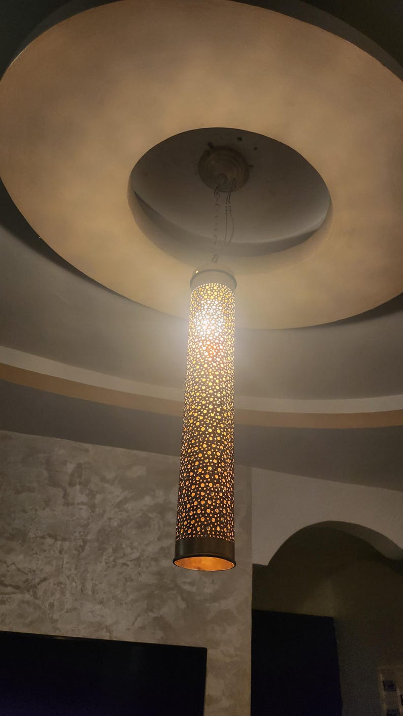 Handmade Moroccan Brass Ceiling Light  Boho Hanging Lantern
