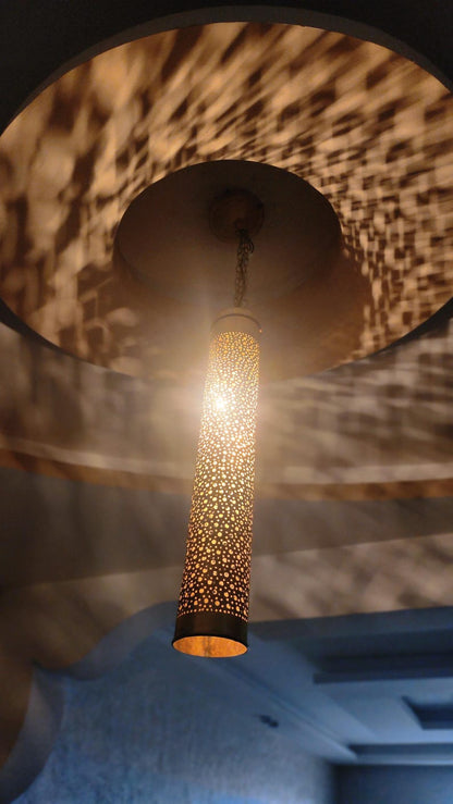 Handmade Moroccan Brass Ceiling Light  Boho Hanging Lantern