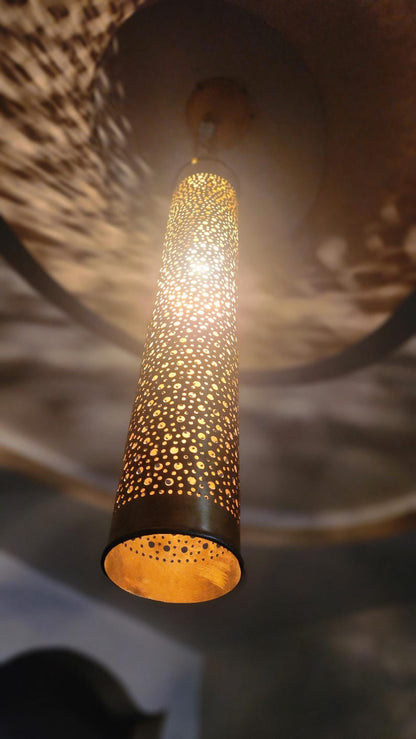 Handmade Moroccan Brass Ceiling Light  Boho Hanging Lantern
