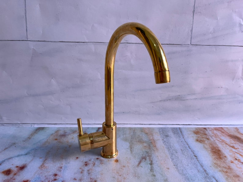 Unlacquered Brass Single Hole Kitchen Faucet