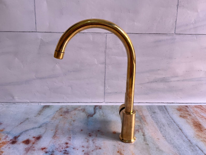 Unlacquered Brass Single Hole Kitchen Faucet