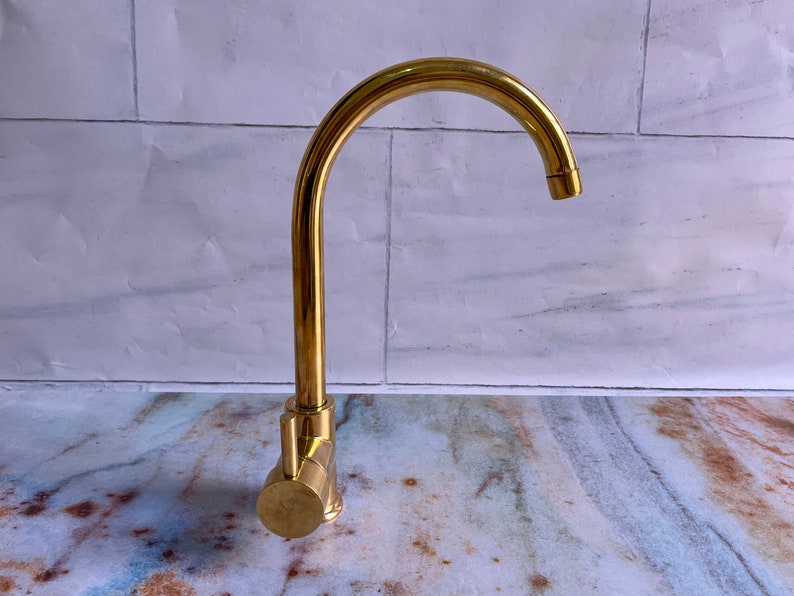Unlacquered Brass Single Hole Kitchen Faucet