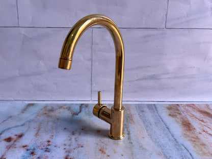 Unlacquered Brass Single Hole Kitchen Faucet