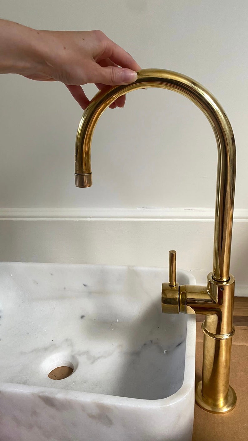 Unlacquered Brass Single Hole Kitchen Faucet