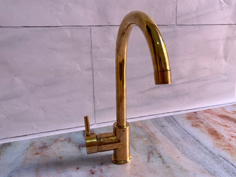 Unlacquered Brass Single Hole Kitchen Faucet
