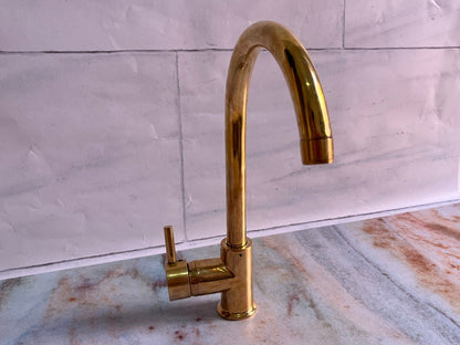 Unlacquered Brass Single Hole Kitchen Faucet