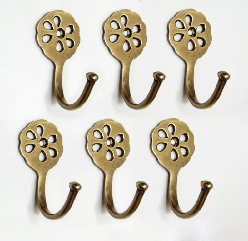 Set of 6 Vintage Antique Wall Hooks