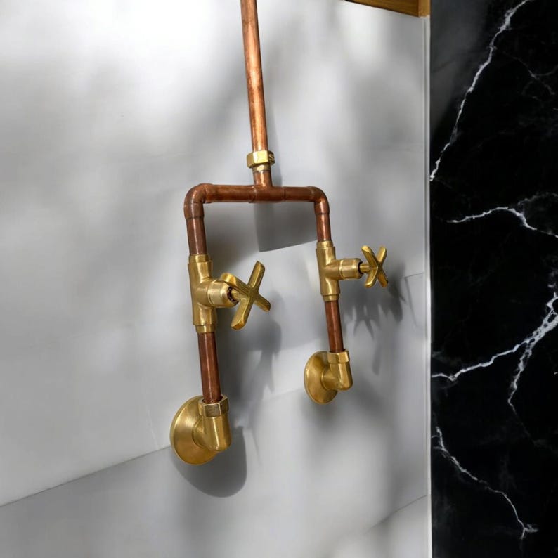 Minimalist Industrial Copper & Brass Shower