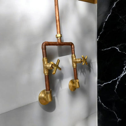 Minimalist Industrial Copper & Brass Shower