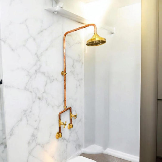 Minimalist Industrial Copper & Brass Shower
