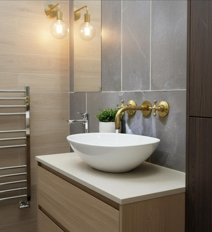 Unlacquered Brass Wall Mount Bathroom Faucet