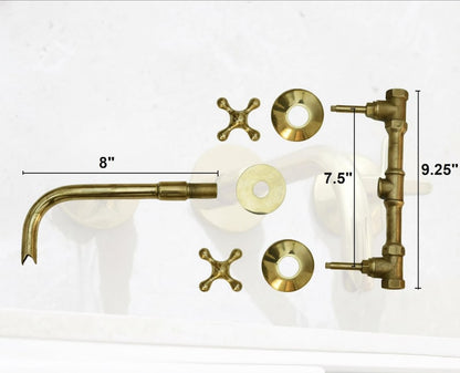 Unlacquered Brass Wall Mount Bathroom Faucet