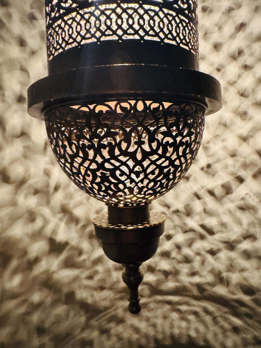 Hand Pierced Moroccan Brass Cylinder Pendant