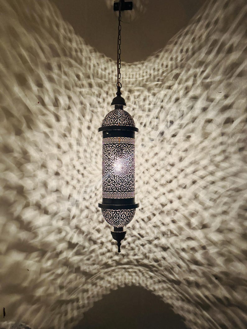 Hand Pierced Moroccan Brass Cylinder Pendant