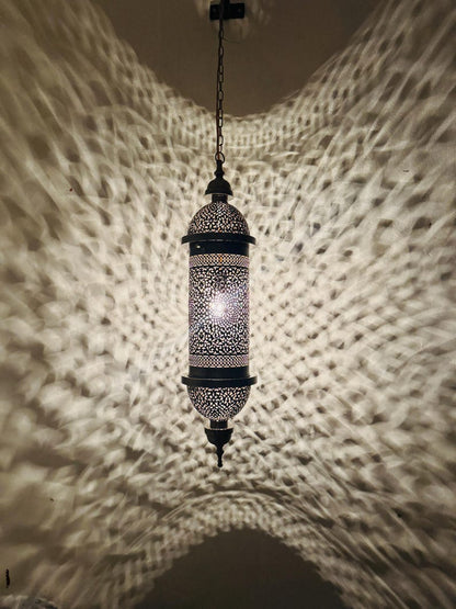 Hand Pierced Moroccan Brass Cylinder Pendant
