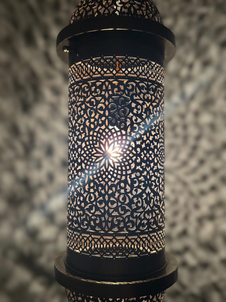 Hand Pierced Moroccan Brass Cylinder Pendant