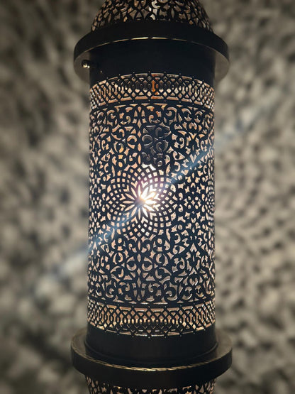 Hand Pierced Moroccan Brass Cylinder Pendant