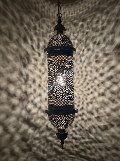 Hand Pierced Moroccan Brass Cylinder Pendant