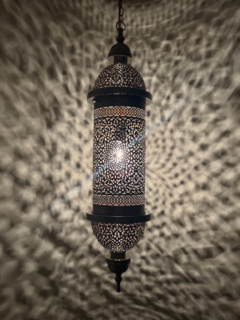 Hand Pierced Moroccan Brass Cylinder Pendant