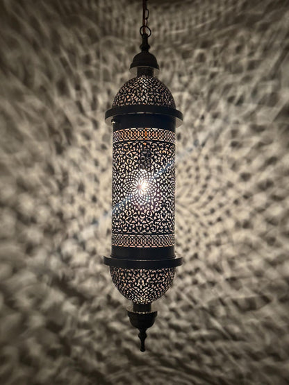 Hand Pierced Moroccan Brass Cylinder Pendant