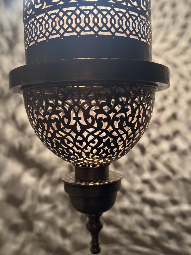 Hand Pierced Moroccan Brass Cylinder Pendant
