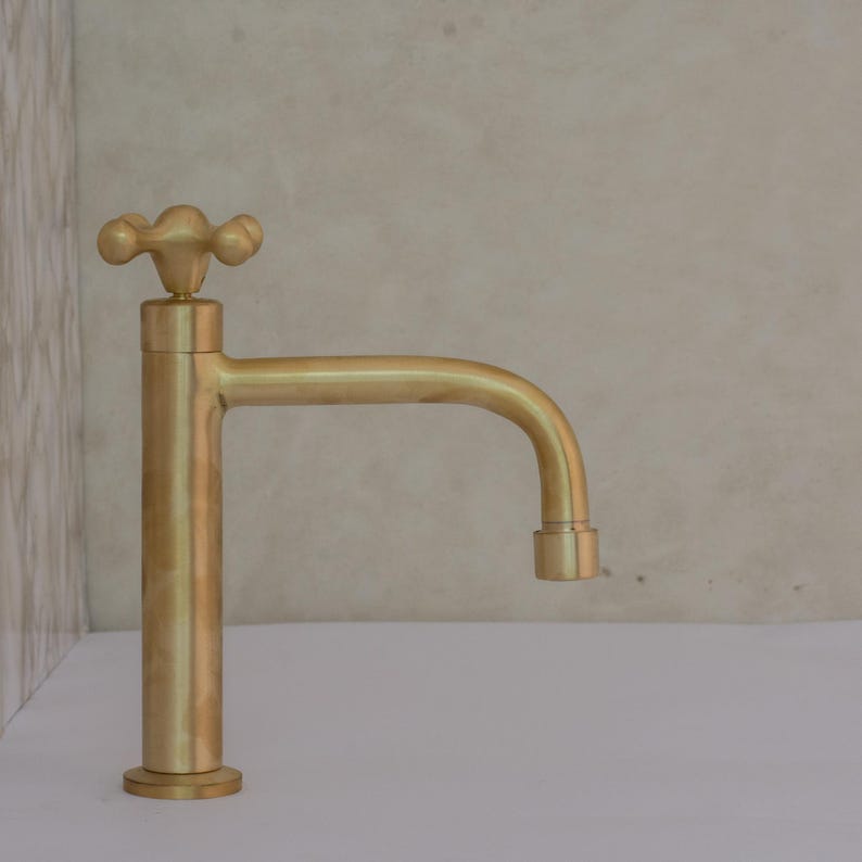 Brushed Brass Pillar Cold Water Tap