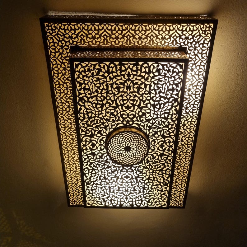 Moroccan Hand-Pierced Brass Ceiling Light