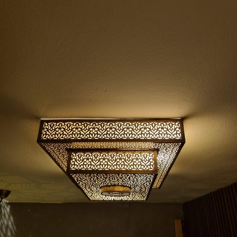 Moroccan Hand-Pierced Brass Ceiling Light
