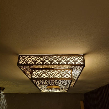 Moroccan Hand-Pierced Brass Ceiling Light