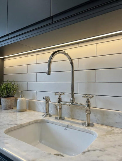 Polished Nickel Bridge Kitchen Faucet Set