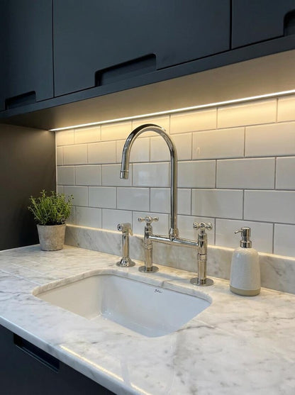 Polished Nickel Bridge Kitchen Faucet Set