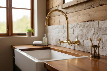 Polished Gold Wall-Mount Bridge Faucet