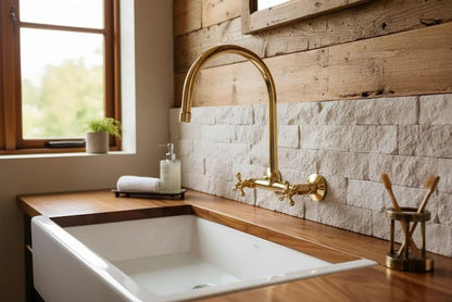 Polished Gold Wall-Mount Bridge Faucet