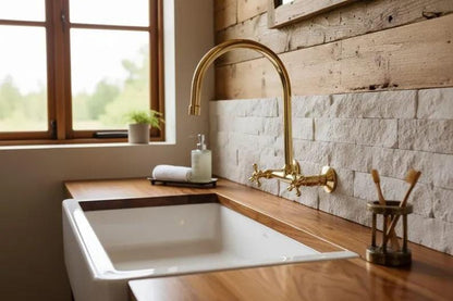 Polished Gold Wall-Mount Bridge Faucet