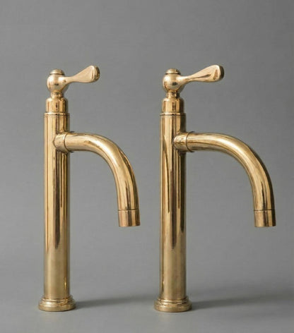 Polished Unlacquered Brass Tall Basin Mixer