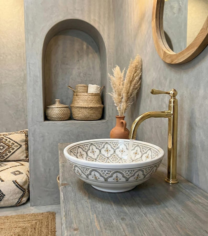 Polished Unlacquered Brass Tall Basin Mixer