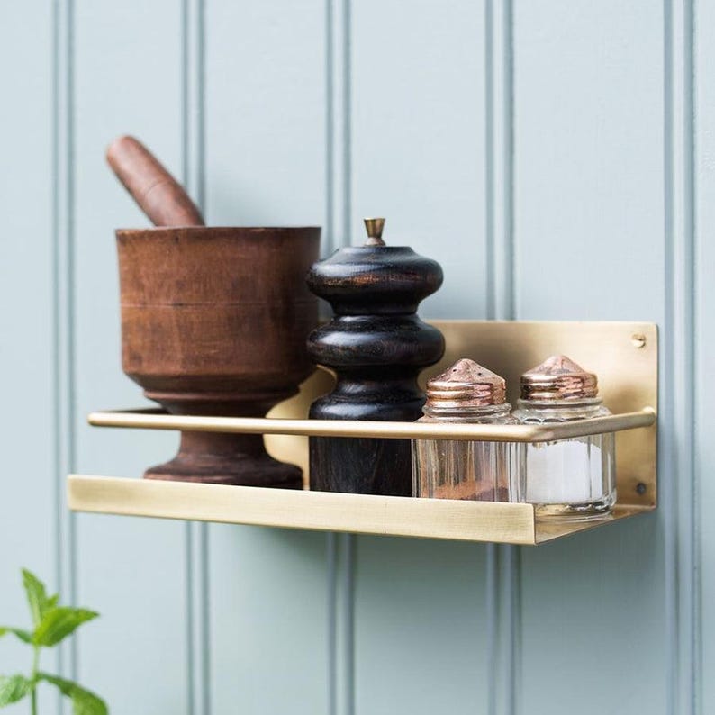 Solid Brass Floating Wall Shelf Modern Minimalist Storage